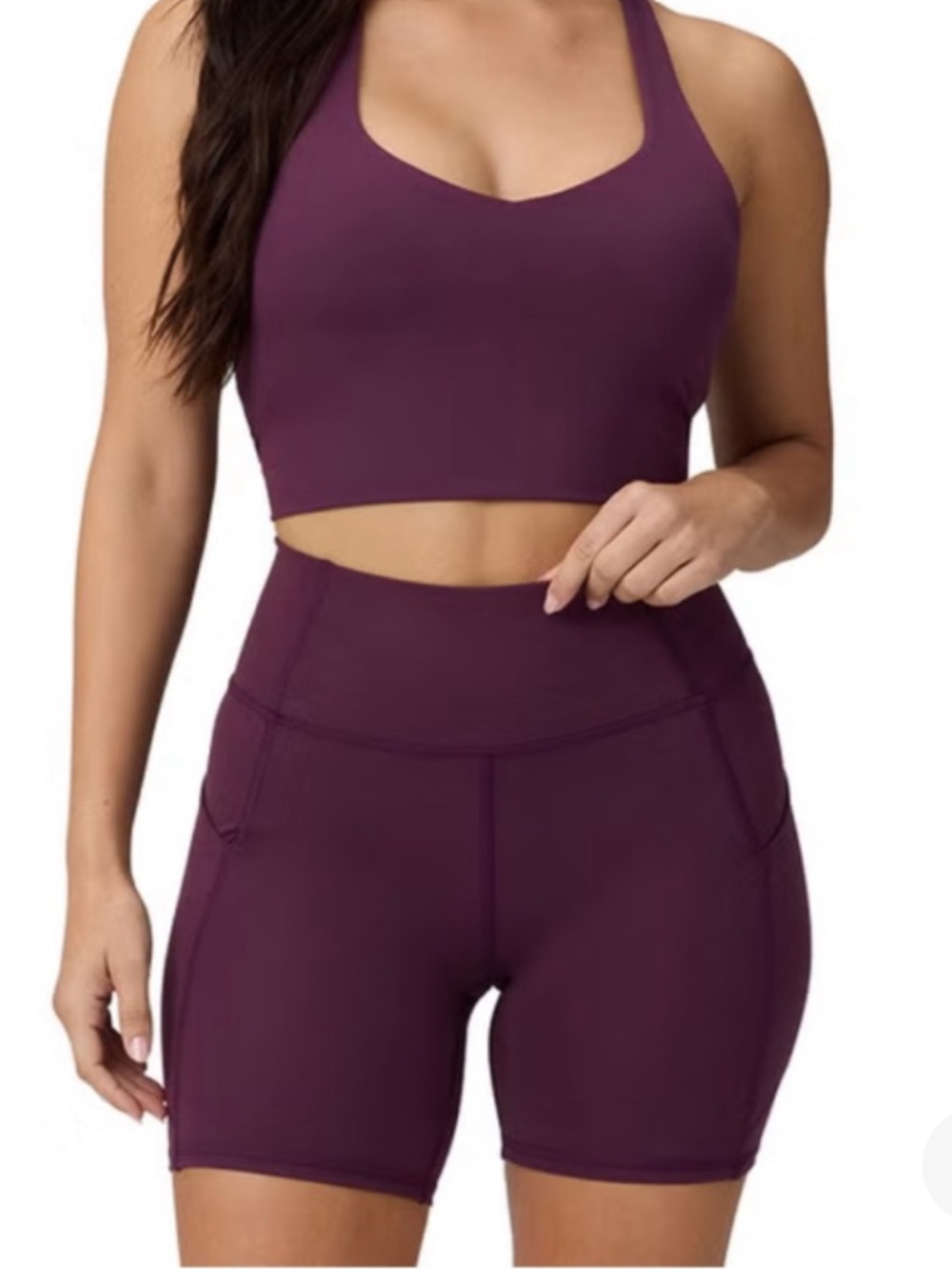 Fabletics | burgundy wine colored Athletic Bike Shorts Sz M